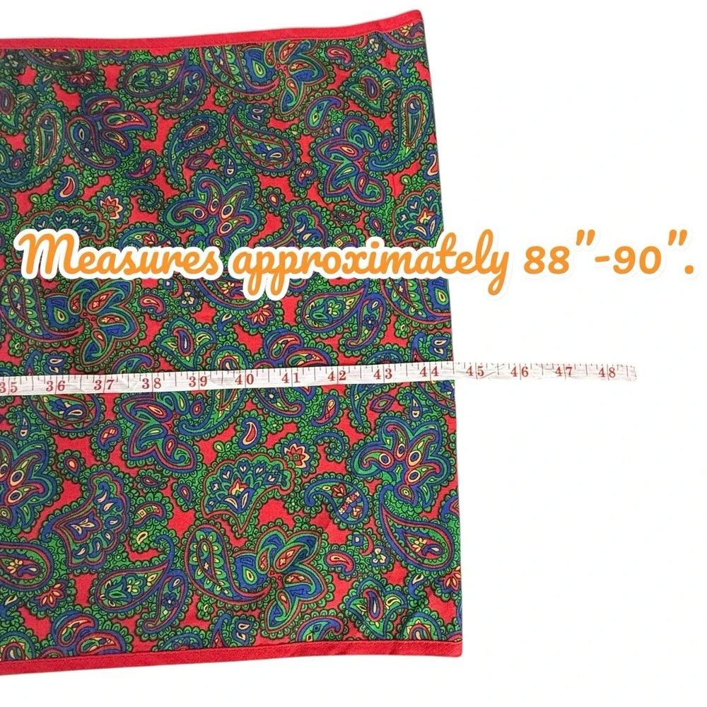 VTG Lands' End Coming Home Red & Green Paisley Placemats & Table Runner 6pc‎ Set